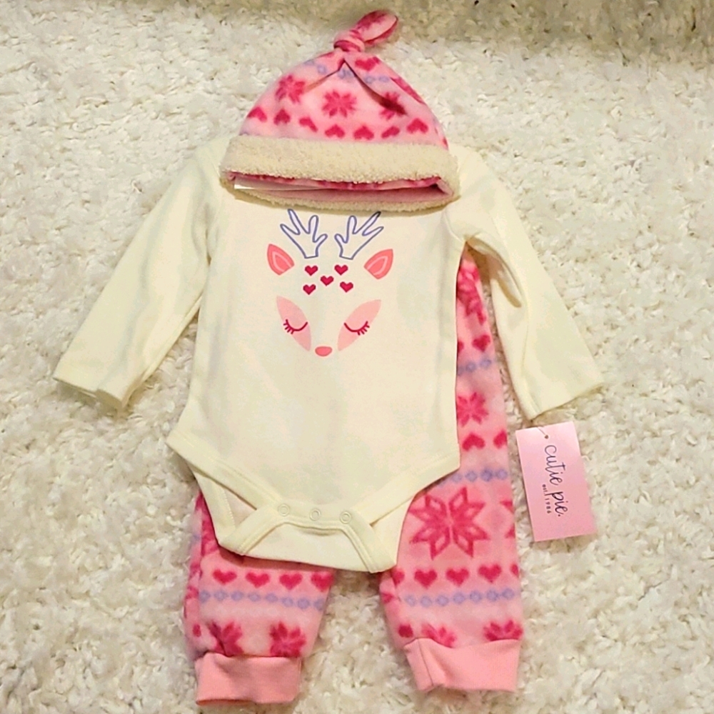 NWT Cutie Pie 3pc set with hat 3/6M